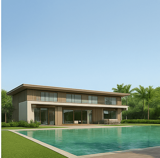 Premium villa with swimming pool and lawn at Godrej Verdania Estate.